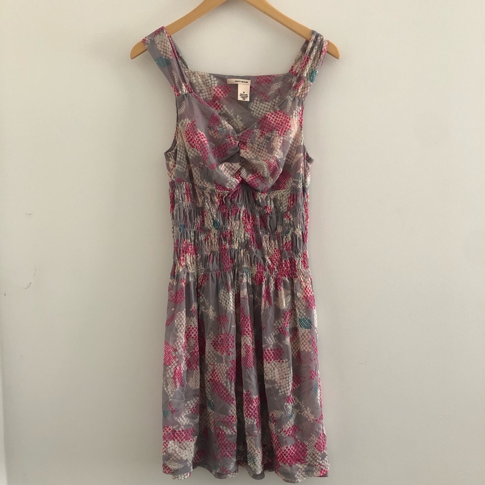 NWOT DKNY Jeans Ruched Square Neck Printed Dress